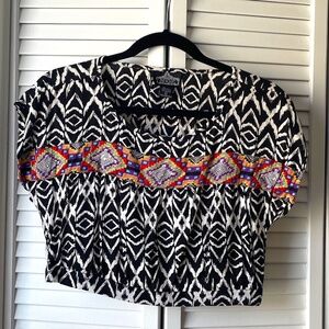 Angie keyhole back tribal print crop top, size L